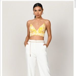 NWOT TOBI Sweet Creature Yellow Jacquard crop top